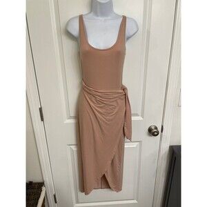 Reformation Kaila Blush Pink Tencel Stretch Midi Wrap Dress Size Small